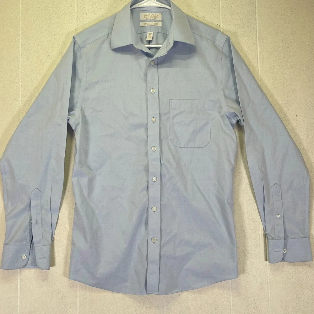 Men Small 15.5/33 Gold Label Raintree‎ & Yorke Slim Fit Non-Iron Dress Sky Blue